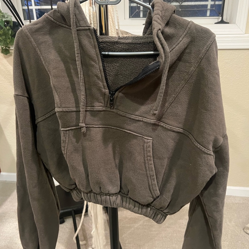 Green Cropped Hoodie